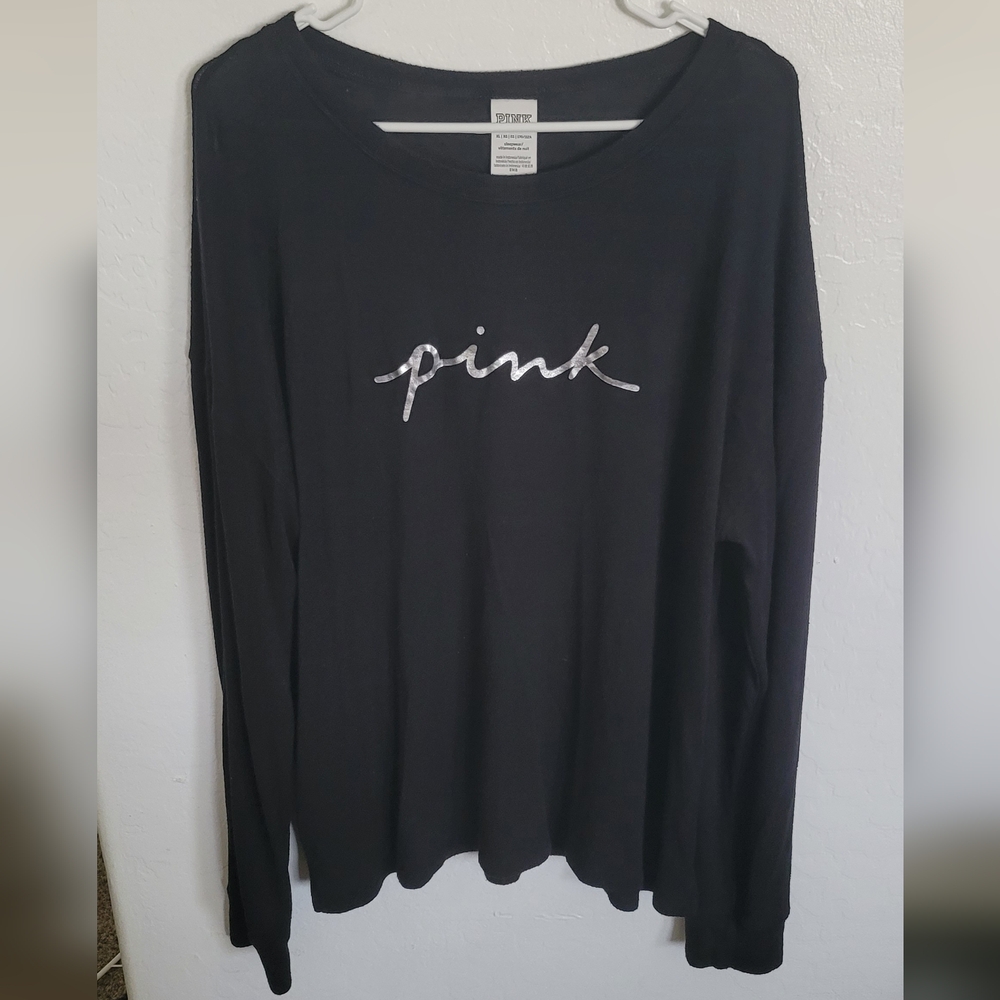 Victoria's Secret Black Long Sleeve with Silver Lettering